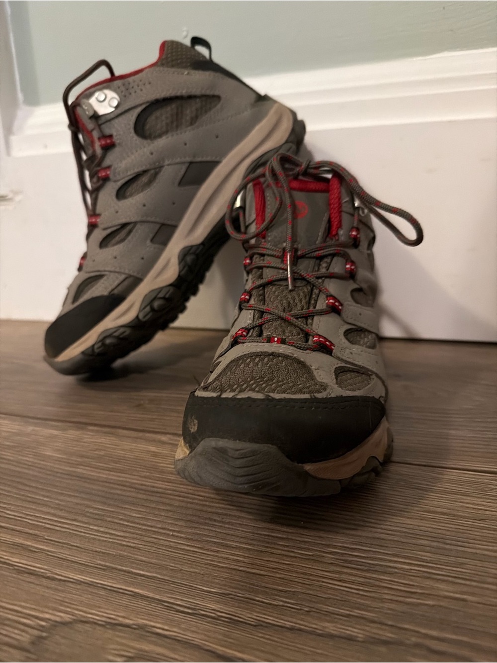 Merrell Gray and Red Kids' Hiking Boots